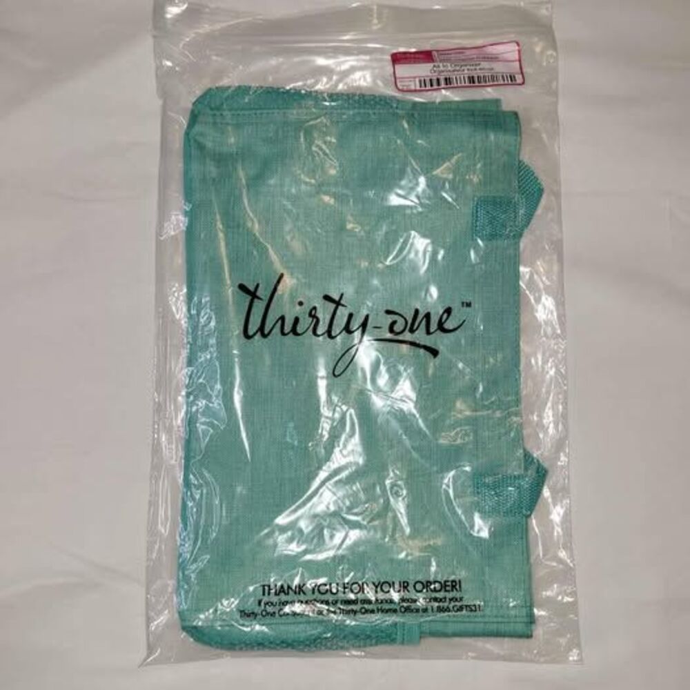 NEW Thirty-One All In Organizer - Turquoise Crosshatch 31 ThirtyOne Thirty One